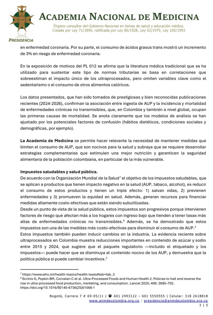 RonnySuarez_'s tweet photo. Atención

Comunicado de la Academia Nacional de Medicina (@ANM_Colombia) en el que no solo respalda los impuestos saludables sino que manifiesta su preocupación por los proyectos de ley que buscan tumbarlos. Estos son sus argumentos y evidencia de respaldo 👇🏼 https://t.co/9Gn6edxSGv