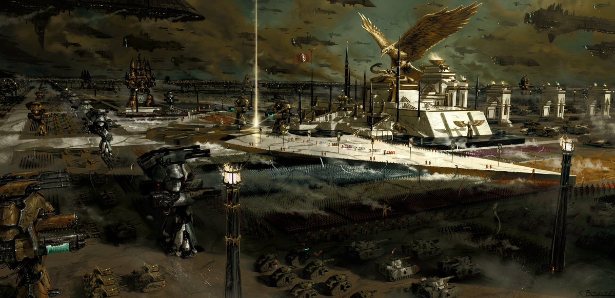 For_Macragge's tweet photo. Just saw this awesome piece of artwork by Sam Bogits, The Triumph of UIlanor, doubled checked and it's not AI just pure dedication. https://t.co/laMA4aUgf5
