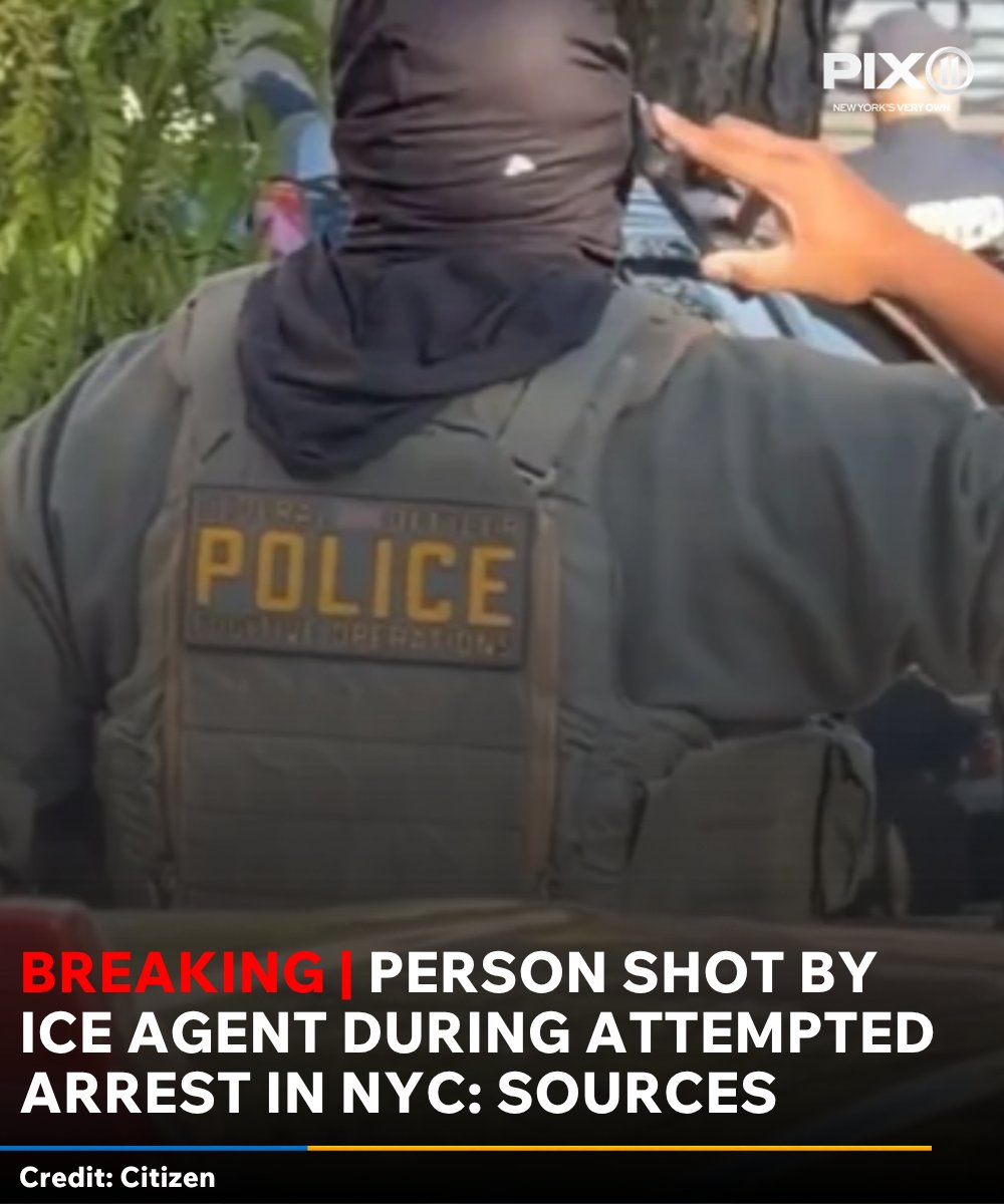 PIX11News's tweet photo. #BREAKING | An ICE agent shot a person during an attempted arrest in NYC, sources say.
Here's the latest: https://t.co/KitqNKWaa0 https://t.co/Eq3knJkwNX
