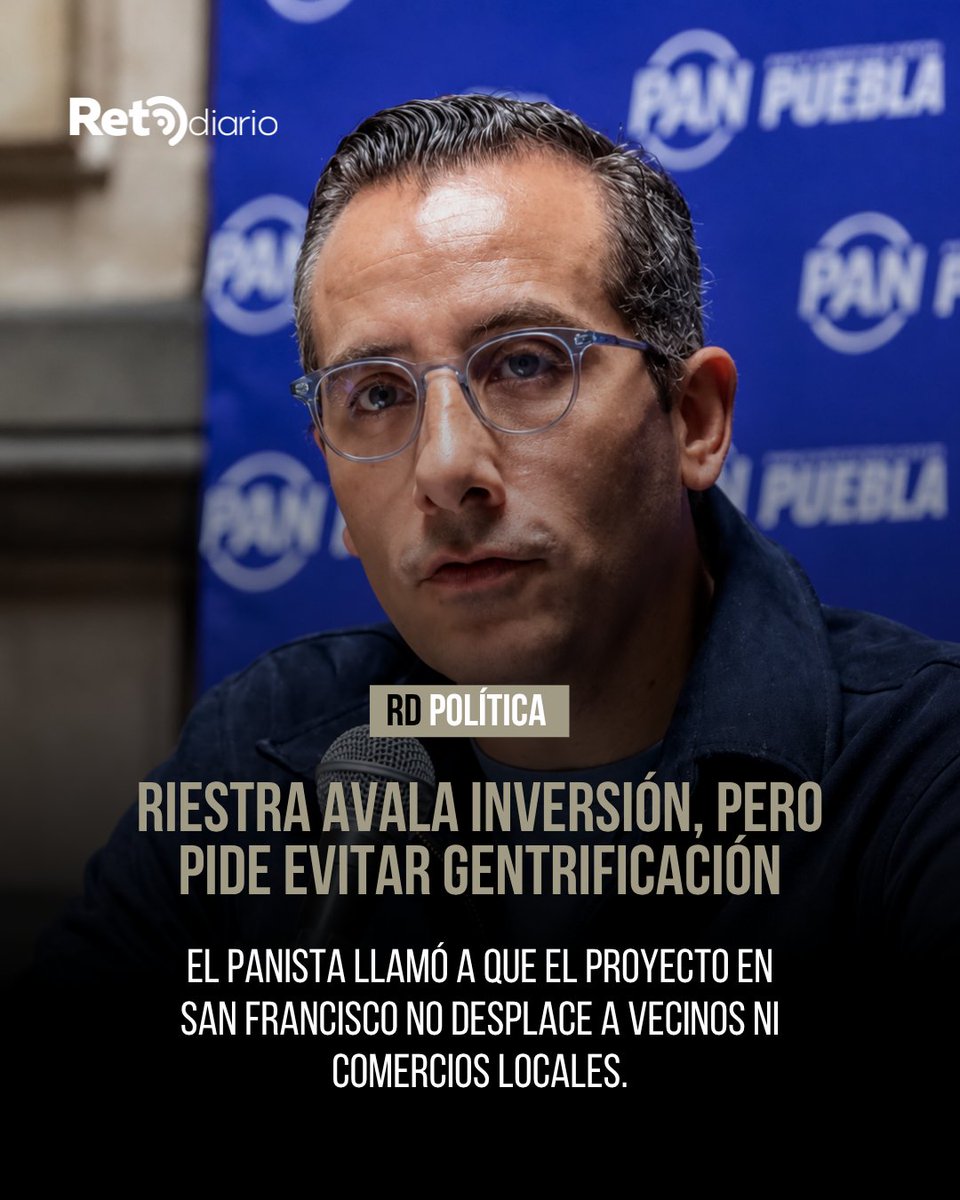 retodiariomx's tweet photo. 🏙️ @marioriestra respalda inversión en San Francisco, pero alerta por gentrificación

El dirigente del @PANPuebla2427 pidió proteger a vecinos, comerciantes y la identidad del Centro Histórico. ⚠️

#MarioRiestra #Puebla #Gentrificación

https://t.co/IRN3xQiVZT https://t.co/nn4RBUypP5