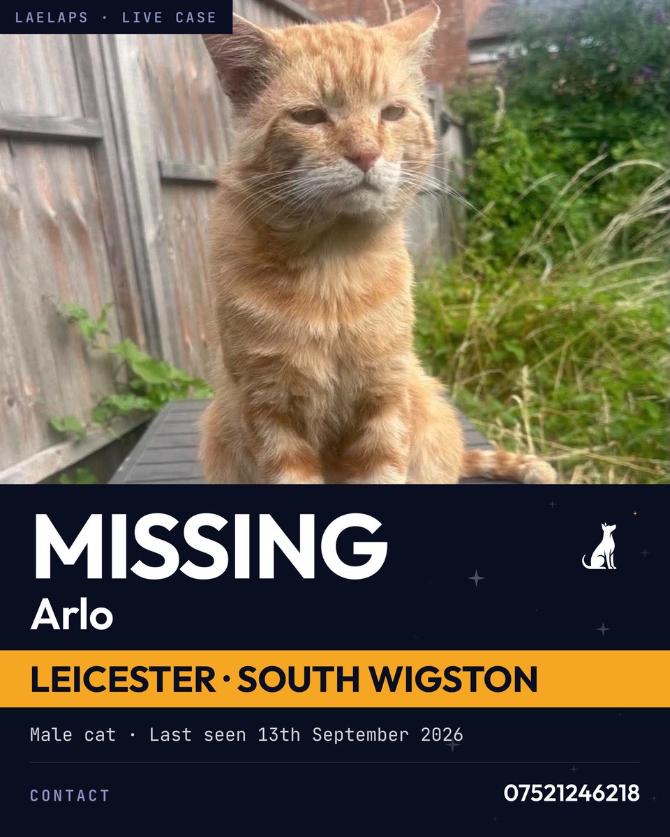 Laelaps_UK's tweet photo. MISSING cat Leicester: Arlo https://t.co/TLV5Q2GWaf via @YouTube https://t.co/QDFkpMJTCb