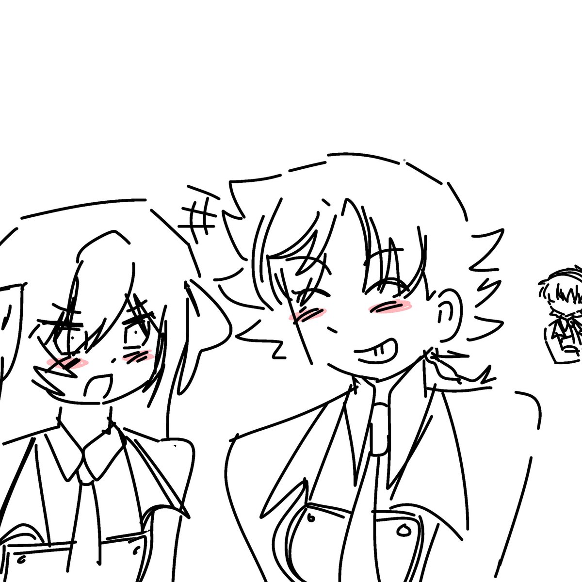aguijonletal's tweet photo. is that jealousy i see in your eyes, suzako? 
for #tober2026 day 8 since i barely drew anything today https://t.co/P4jTnNEgs9