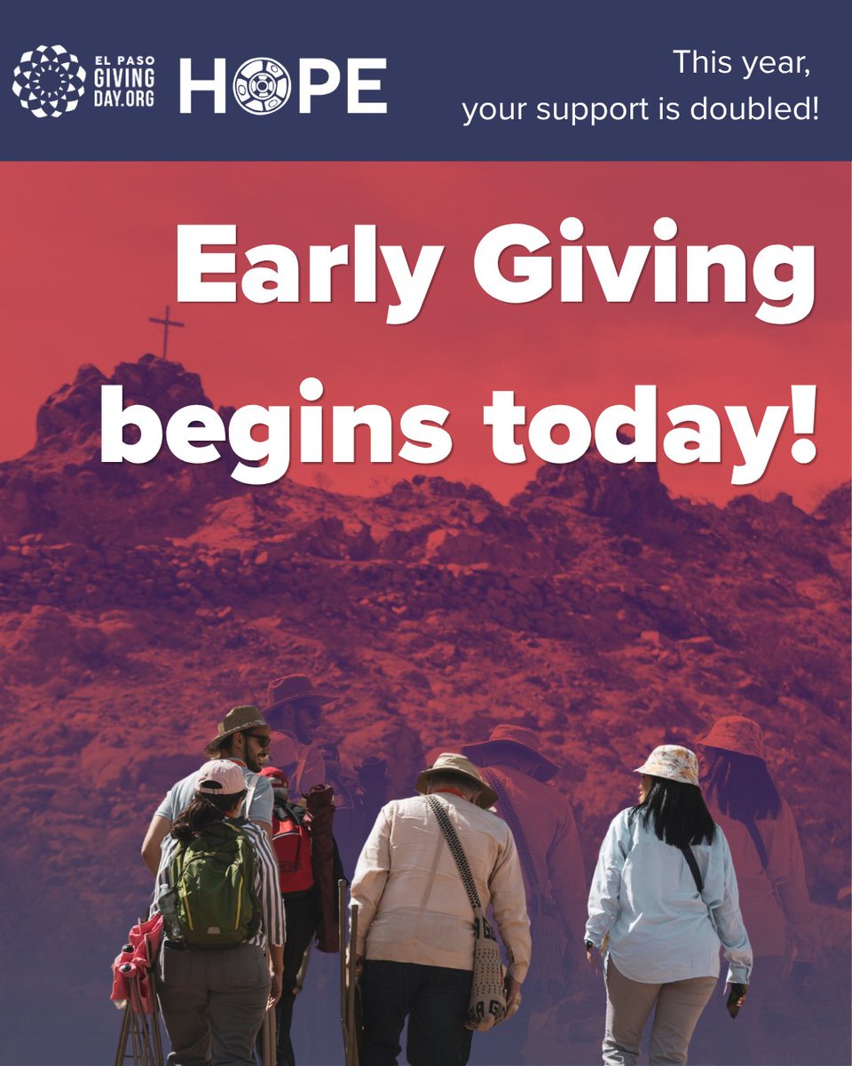 HopeBorder's tweet photo. Early Giving for El Paso Giving Day begins today!

Support HOPE at https://t.co/0BxuNl7qzn https://t.co/JRNcj52Bhq
