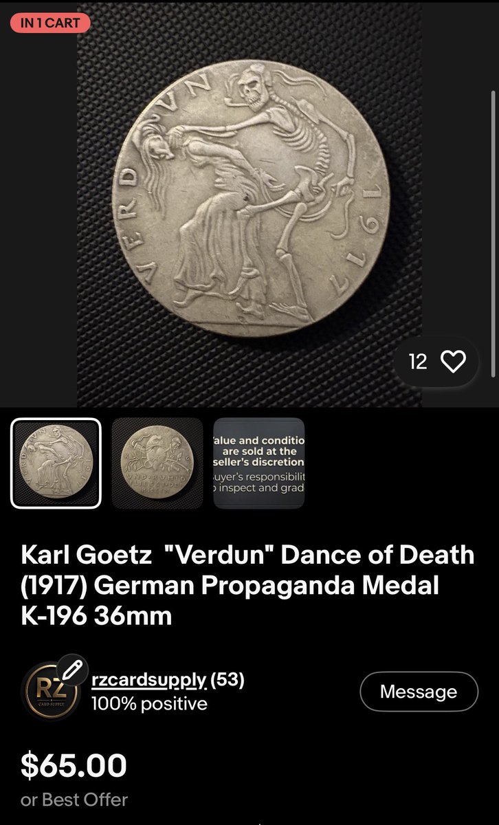 RZCARDSUPPLY's tweet photo. The 1917 Verdun Dance of Dead Medal is Now only $65! 

https://t.co/2bYX5oEGbq

 #Numismatics
 #CoinCollecting
 #CoinsForSale
 #SilverCoins
 #GoldCoins
 #Bullion
 #RareCoins
 #WorldCoins
 #CoinCollector
 #PreciousMetals https://t.co/08cvFBfjC5