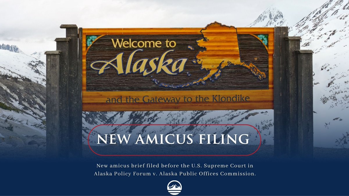 MSLF's tweet photo. Mountain States Legal Foundation has filed a new amicus brief with the U.S. Supreme Court in Alaska Policy Forum v. Alaska Public Offices Commission.
The case raises important First Amendment questions about whether nonprofits can be forced to register as campaign groups, report their expenditures, and publicly name their largest donors simply because they speak about an issue that later appears on a ballot.
MSLF is urging the Supreme Court to protect the right of organizations and their supporters to engage in public debate without unnecessary government intrusion into their private associations.

Stay up to date and read the brief here: https://t.co/iuvMO3urbE