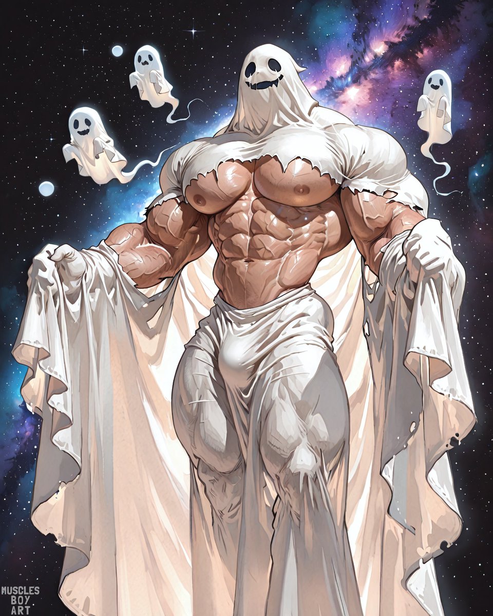 musclesboyart's tweet photo. A myth reborn, he wanders through the night,
The #Ghost Man claims his grim, ancestral throne.
Beneath the canvas shroud of faded white,
A king of shadows walks the world alone.
Yet look beneath the pale and draped disguise:
Carved marble flesh and shoulders broad and bare,
A towering form where silent power lies,
A sculpted titan frozen in the air.
#Bara #MuscleArt #AIArt #Furry #BL
Full set on P.
Who should I do next? Drop the character name below 👇