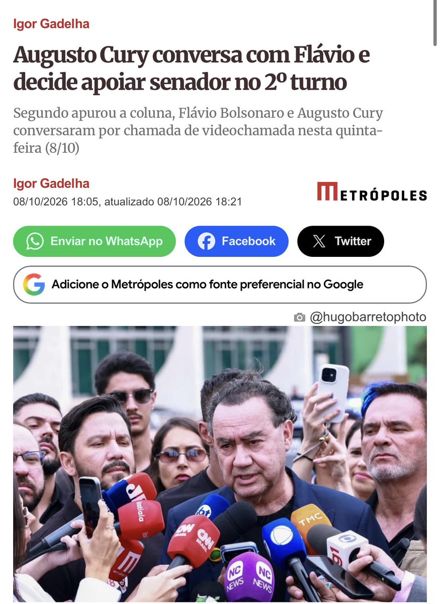 Jakelyneloiola_'s tweet photo. Augusto Cury declara apoio a Flávio Bolsonaro no segundo turno após conversar com o senador e pedir que ele assuma alguns compromissos por escrito. 

Todos juntos contra o PT. 🙏🏻2️⃣2️⃣ https://t.co/G7Ol6olwUi