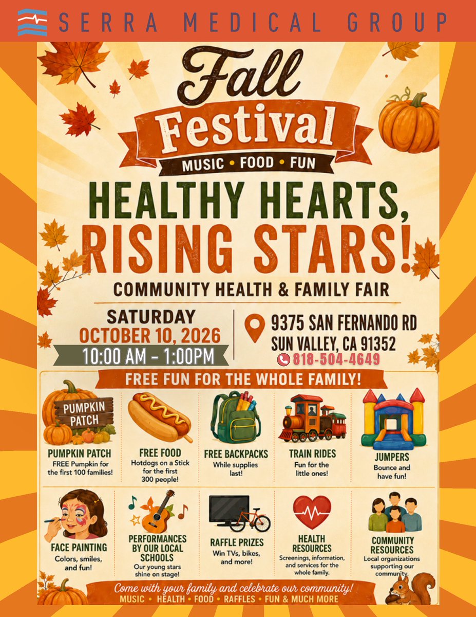 CSSDLA's tweet photo. 🎉 Exciting news! Meet with @cssdla at the Fall Festival Community Health &amp; Family Fair this Saturday, October 10, from 10 AM – 1 PM. Connect with #childsupport professionals and explore other community resources! Also, enjoy food, music and raffles too. #SunValley https://t.co/WFsZt1cU1I