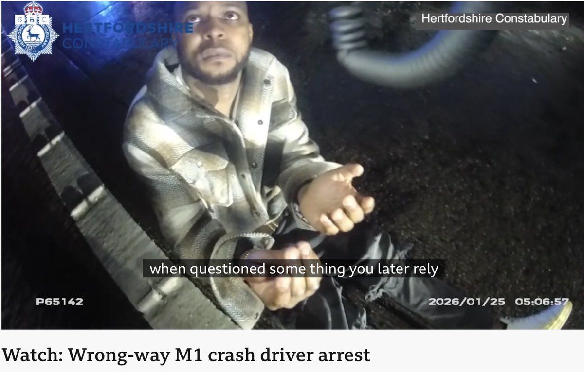 frankie_crocker's tweet photo. M1 driver causes a head-on collision under the influence of drugs…  How stupid is the idiot who drives the wrong  way on a motorway towards three lanes of vehicles with  headlights on? https://t.co/gpyNoXFKKv