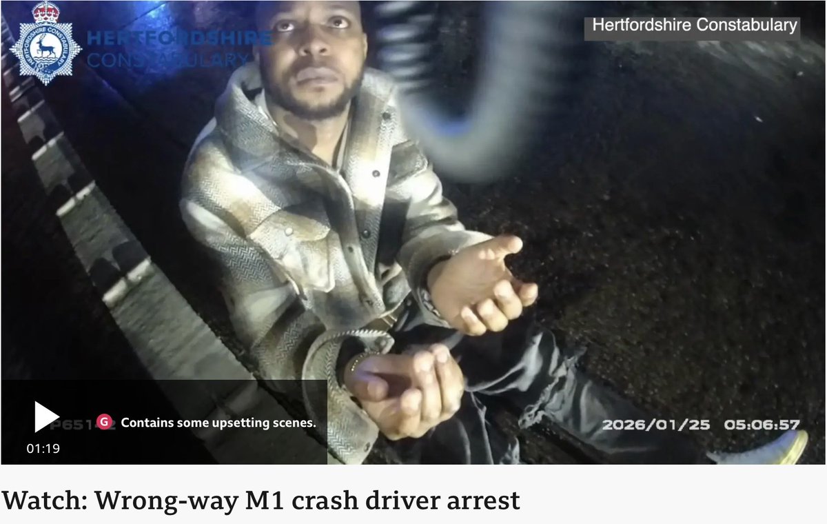 frankie_crocker's tweet photo. M1 driver causes a head-on collision under the influence of drugs…  How stupid is the idiot who drives the wrong  way on a motorway towards three lanes of vehicles with  headlights on? https://t.co/gpyNoXFKKv