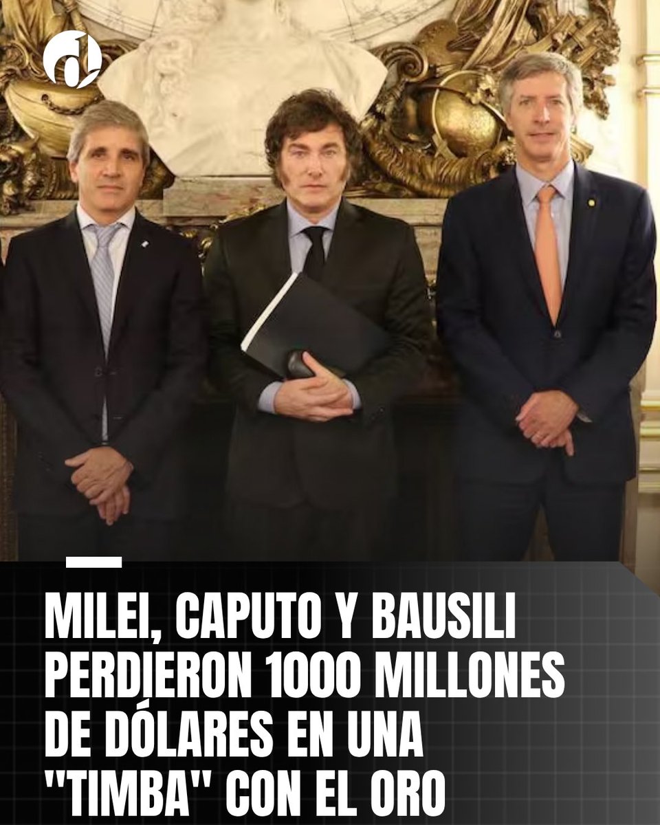 eldestapeweb's tweet photo. Javier Milei, Luis Caputo y Santiago Bausili perdieron mil millones de dólares en una "timba" con el oro

Lo reveló el último reporte de la Auditoría General de la Nación, que analizó los estados contables de la entidad financiera hasta el 2025 y descubrió la pérdida a raíz de operaciones financieras en las que utilizaron parte del oro de las reservas como bien de respaldo.

https://t.co/kd6kWGo8ZL
