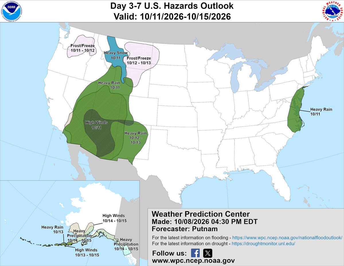 NWSWPC's tweet photo. An updated Day 3-7 Hazards Outlook has been issued. https://t.co/VBxTZCp4sE https://t.co/EUX88L8tJV