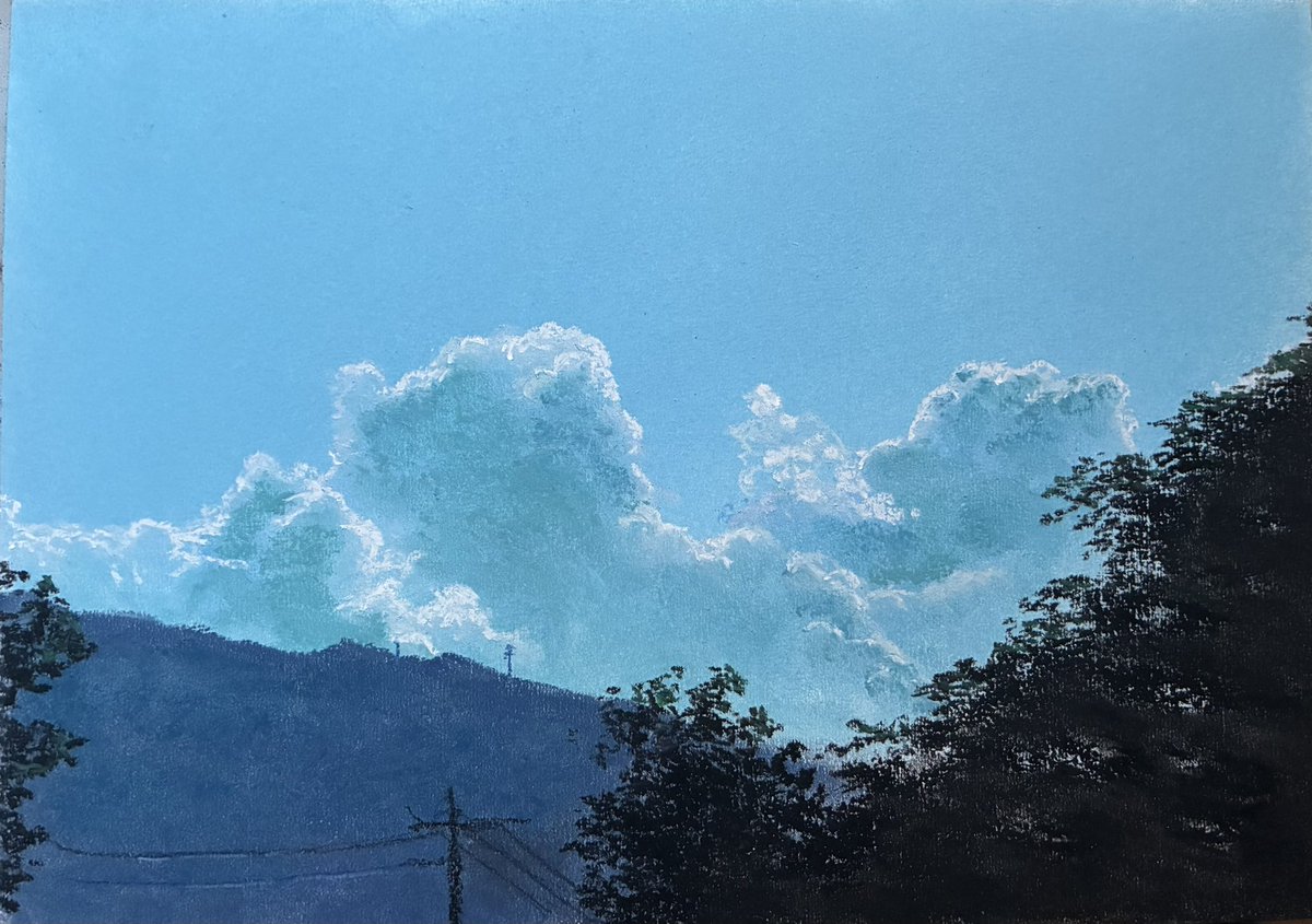 kage_pastel's tweet photo. 秋晴れの空
#パステル画 https://t.co/Hsshye05pt