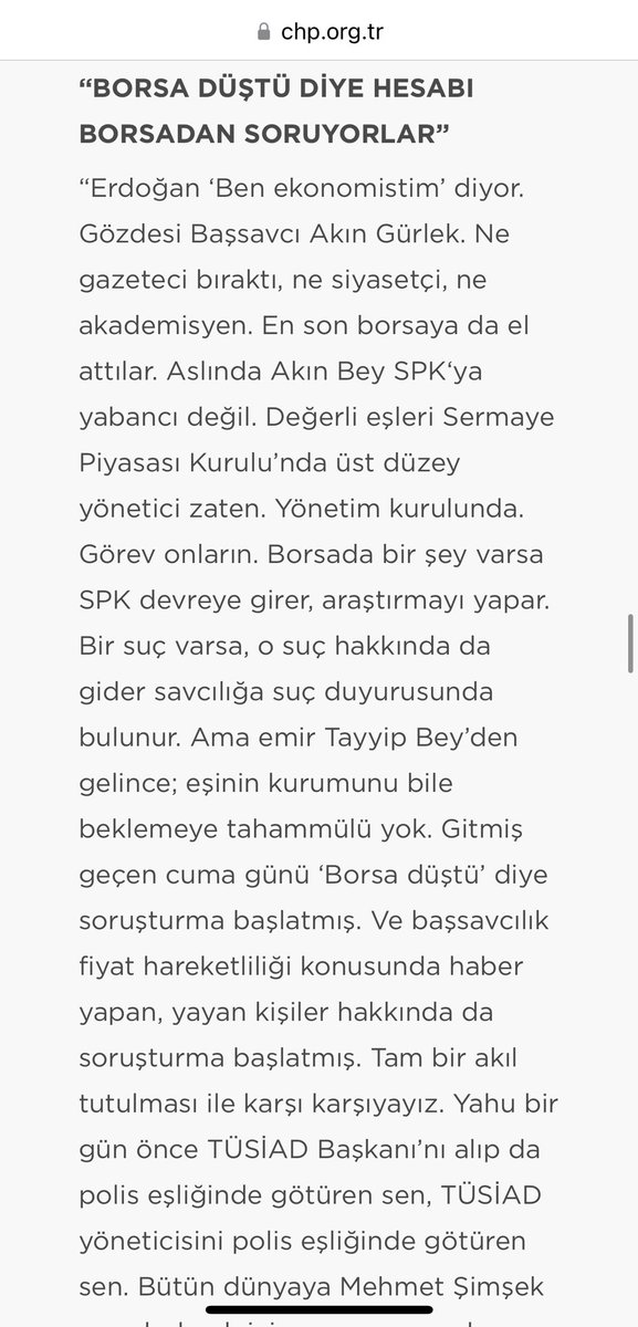 ecesevimtr's tweet photo. DETAY | Dönemin İstanbul Cumhuriyet Başsavcısı Sayın Akın Gürlek’in borsa manipülasyonu ile ilgili SPK’ya gönderdiği yazıyı Özgür Özel, CHP Grup Toplantısında eleştirmişti. 

Özel “En son borsaya da el attılar, borsada bir şey varsa SPK devreye girer, araştırmayı yapar. Sana ne oluyor” minvalinde cümlelerle tepki göstermişti.

Özgür Özel’e CHP’nin grup kürsüsü üzerinden bu açıklamayı kimler yaptırdı? 

Özgür Özel, SPK’nin devreye girmesinden neden korktu? 

Özgür Özel neden her cümlesinde Sayın Gürlek’i hedef aldı?

O gün borsa manipülasyonunun ortaya çıkmasından çekinir gibi bir tavır sergileyen Özgür Özel, bugün dezenformasyon içerikli açıklamaları ile kimleri korumak istiyor?