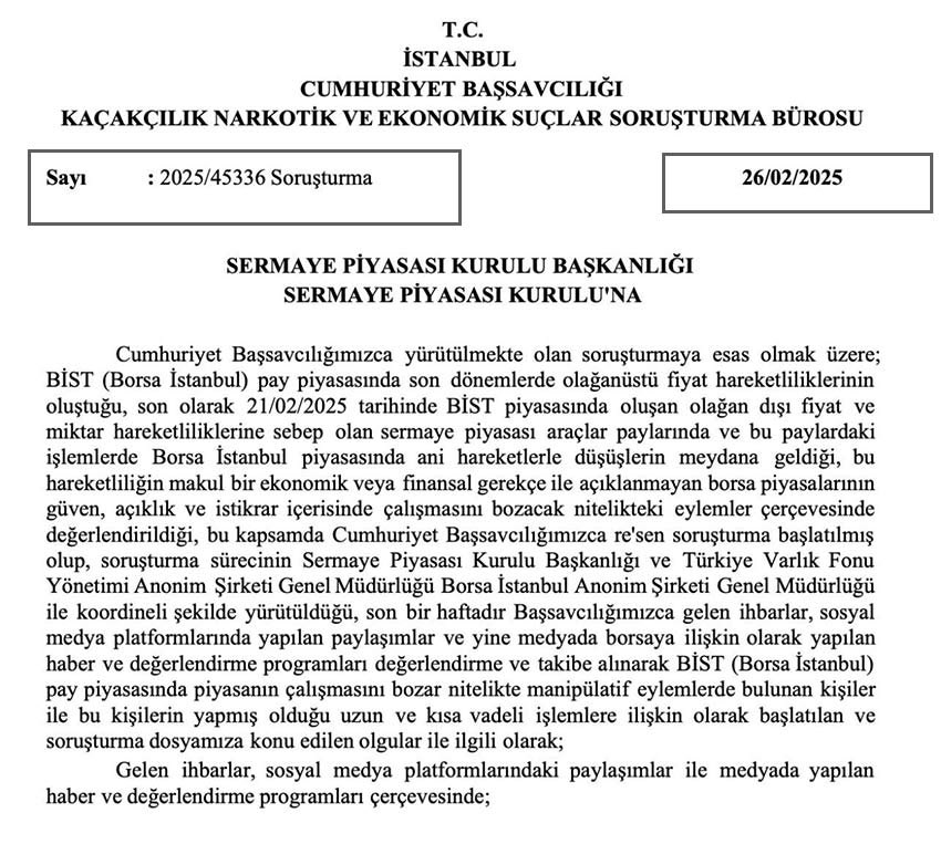 ecesevimtr's tweet photo. DETAY | Dönemin İstanbul Cumhuriyet Başsavcısı Sayın Akın Gürlek’in borsa manipülasyonu ile ilgili SPK’ya gönderdiği yazıyı Özgür Özel, CHP Grup Toplantısında eleştirmişti. 

Özel “En son borsaya da el attılar, borsada bir şey varsa SPK devreye girer, araştırmayı yapar. Sana ne oluyor” minvalinde cümlelerle tepki göstermişti.

Özgür Özel’e CHP’nin grup kürsüsü üzerinden bu açıklamayı kimler yaptırdı? 

Özgür Özel, SPK’nin devreye girmesinden neden korktu? 

Özgür Özel neden her cümlesinde Sayın Gürlek’i hedef aldı?

O gün borsa manipülasyonunun ortaya çıkmasından çekinir gibi bir tavır sergileyen Özgür Özel, bugün dezenformasyon içerikli açıklamaları ile kimleri korumak istiyor?