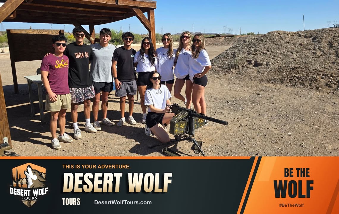 desertwolftours's tweet photo. Rugged desert. Military-grade UTVs. Machine guns. ONE unforgettable adventure. 🎯🐺 Get behind the wheel of a true military-grade Tomcar UTV, explore Arizona’s rugged desert terrain, then experience live-fire machine gun shooting with our firearms instructors. Desert Wolf… https://t.co/Yyjhc57x5g