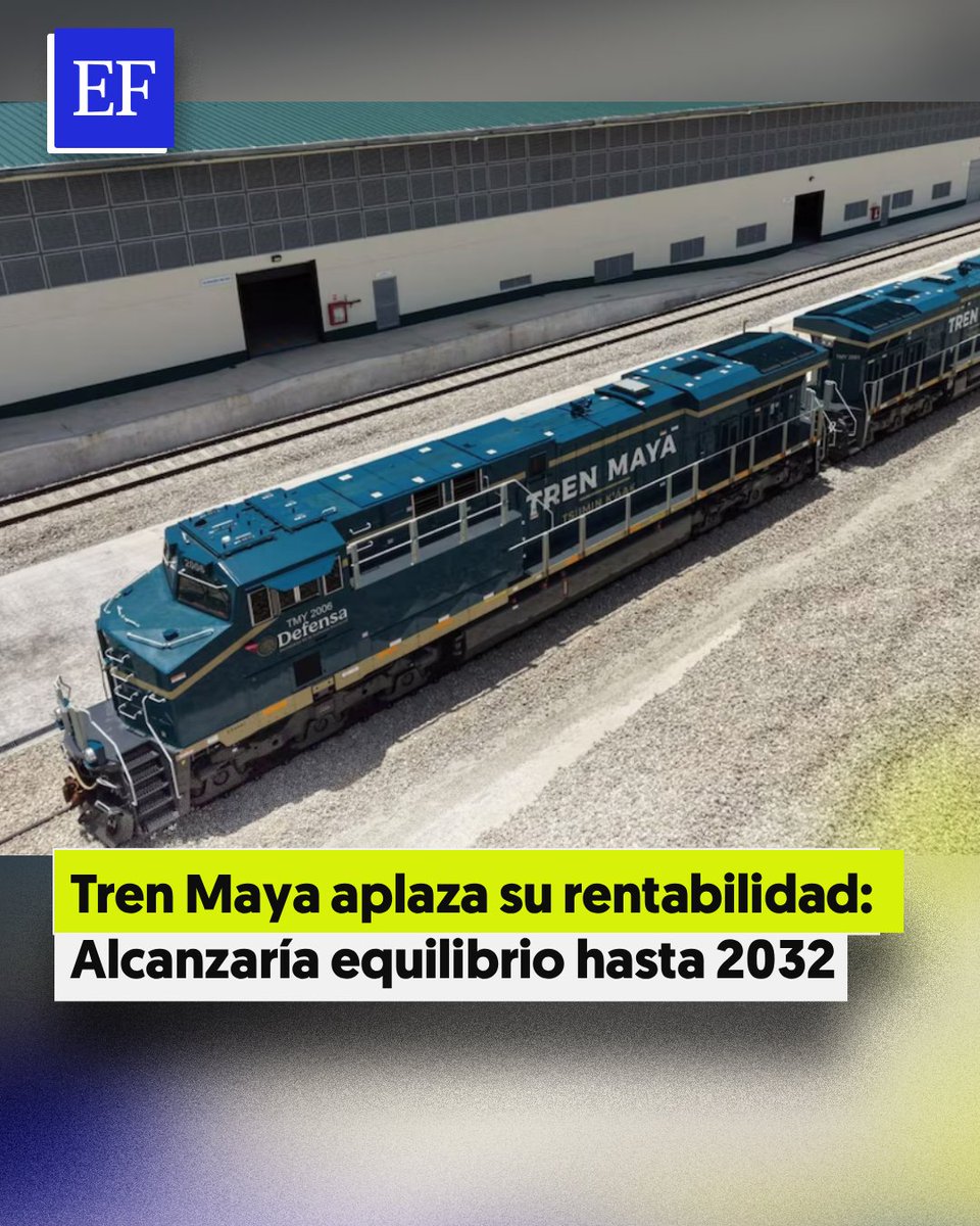 ElFinanciero_Mx's tweet photo. 🚆 El equilibrio financiero del Tren Maya tendrá que esperar: el Gobierno postergó la meta de 2030 a 2032, por lo que su operación seguirá requiriendo recursos públicos.

Entre abril y junio de 2026, la empresa registró pérdidas por 867 millones de pesos, sin contar los subsidios recibidos. https://t.co/qnICIzEMdb