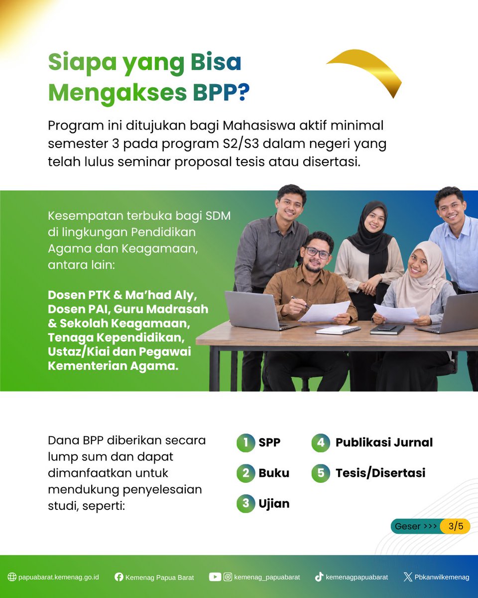 Pbkanwilkemenag's tweet photo. Sahabat Religi, Kemenag bersinergi dengan LPDP resmi membuka program Bantuan Penyelesaian Pendidikan (BPP) S2 dan S3 dalam negeri.
#KemenagRI #LPDP #BeasiswaKemenag #BPP2026 #KemenagPapuaBarat https://t.co/JtnrDt4mO6