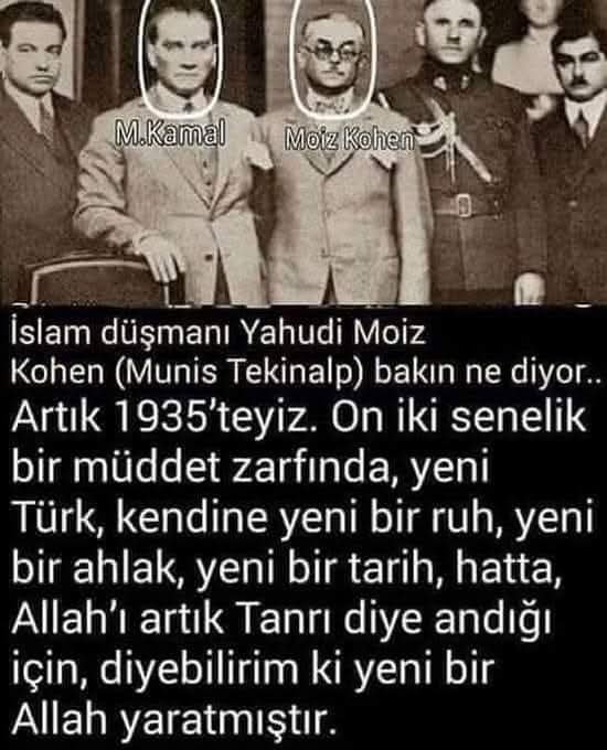 Fettahoglu3421's tweet photo. BÜYÜK TÜRK MİLLİYETÇİSİ, 
BÜYÜK TÜRK DÜŞÜNÜRÜ,
MUNİS TEKİNALP YANİ MOİZ KOHEN... 
Selanikliydi. "Araplar sırtımızdan vurdu" tezinin mucidiydi. Türkleri Müslümanlıktan soğutmak ve Araplarla düşman etmek için üretilen bütün argümanları bu Yahudi üretmiştir. https://t.co/WE276Shv3A