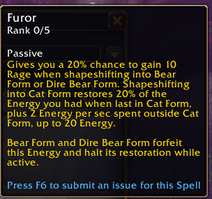 DrawasaurusAU's tweet photo. @AggrendWoW This change is pretty awful for ferals. We lose 100% of our energy if we go bear form cat. Furor is awful now. You are screwed if you accidentally shift into bear. Please bring old furor back. https://t.co/vXG1lijJRe