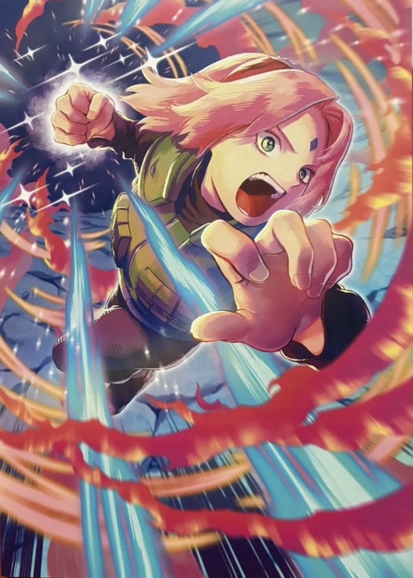yurisasusaku's tweet photo. Sakura looks like she came straight out of MHA in the new card https://t.co/wqIHj8lDJX