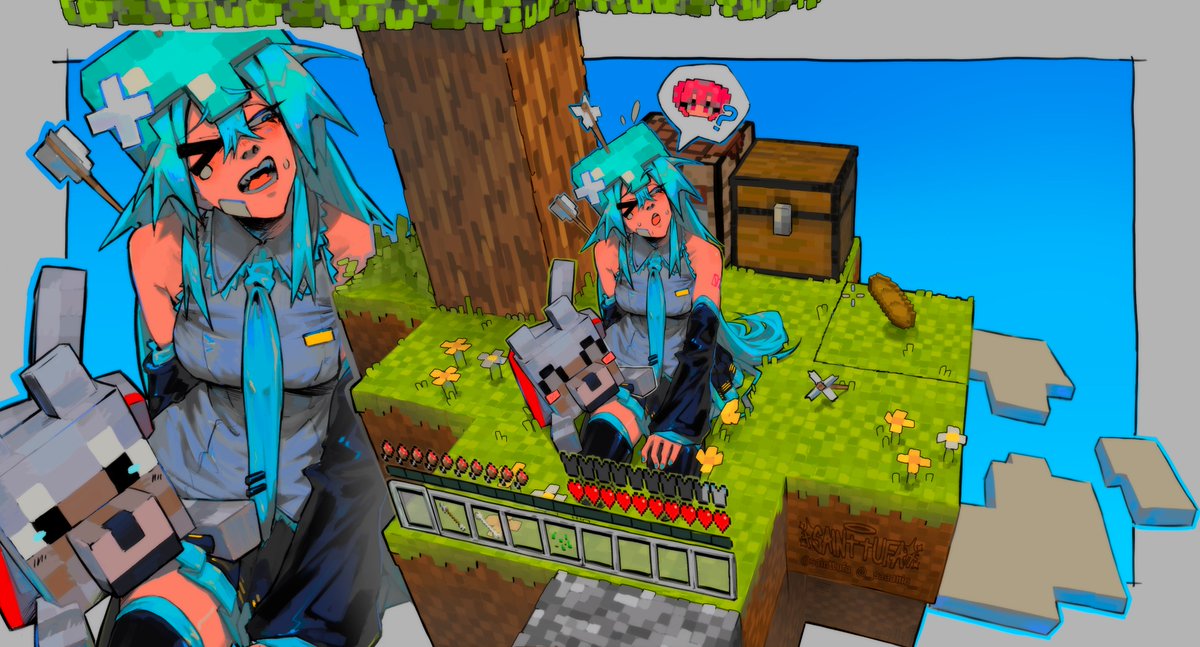 _saaanic_'s tweet photo. Miku x Minecraft https://t.co/YMAhGjV0dW