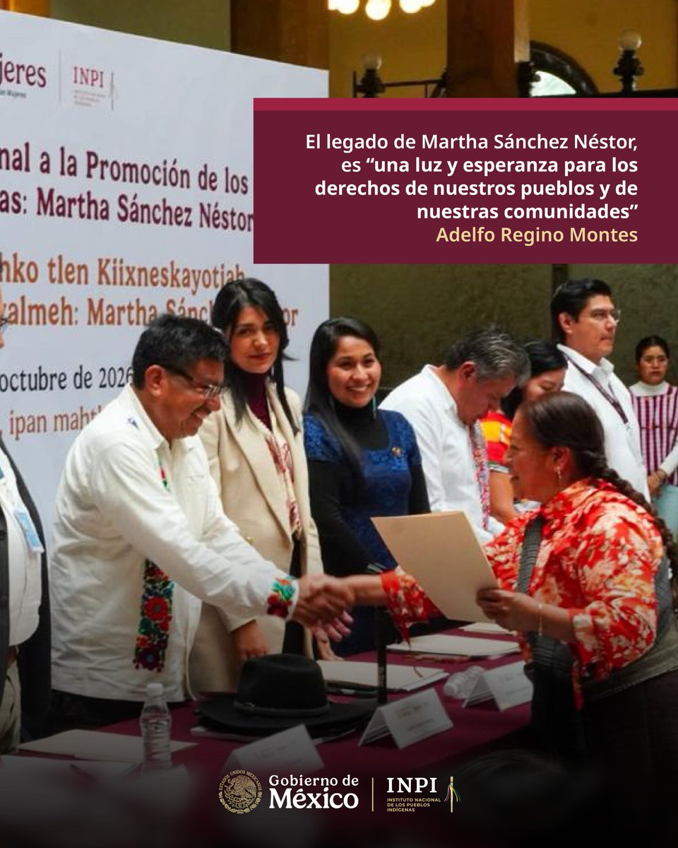 INPImx's tweet photo. #COMUNICADO | 🗞️📰

Secretaría de las Mujeres e INPI reconocen a 20 lideresas indígenas con el Premio “Martha Sánchez Néstor” 2026 

▪️ Las galardonadas pertenecen a 12 pueblos originarios y trabajan por la defensa de derechos, la prevención de las violencias y la preservación de saberes comunitarios 
▪️ Cada una recibió un estímulo de 50 mil pesos para fortalecer los proyectos que desarrollan en sus comunidades 

➡️ https://t.co/WapM8sRskZ

@GobiernoMX @DEELAYUUK