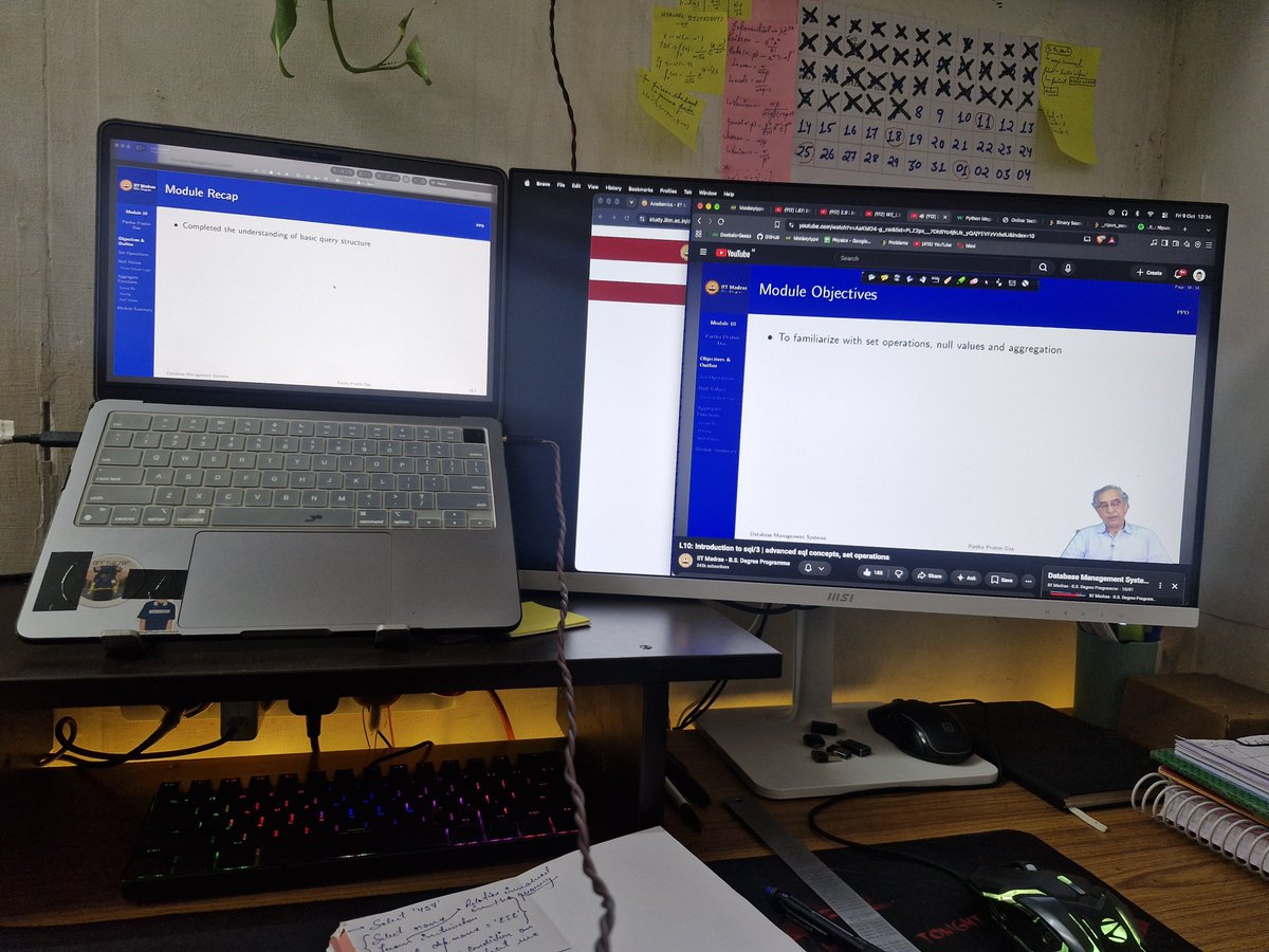 _Nipun_Pandey_'s tweet photo. Day 41 📚

• ESP32: Tinkered with an old project and tested the hardware
• DBMS: Studied database concepts and attended lectures
• System Commands: Practiced command-line editors
• College: Attended lectures and kept up with coursework
#StudyLog #DBMS #Linux #LearningInPublic https://t.co/1ajtmqBCiT