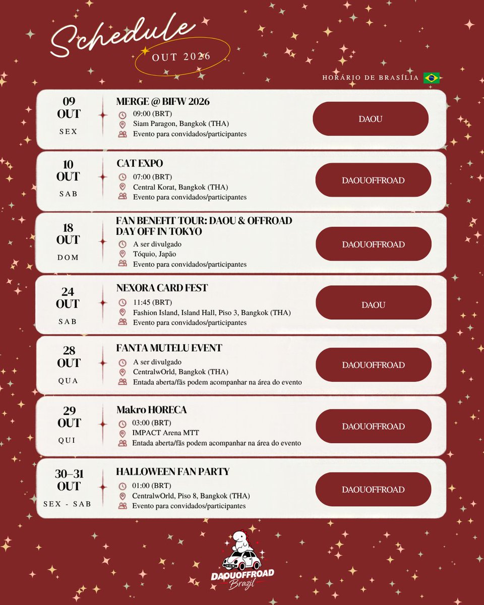 OuRoadBrazil's tweet photo. 🌠Calendário DaouOffroad de Outubro/2026🌠 https://t.co/4yDyKJPnDg