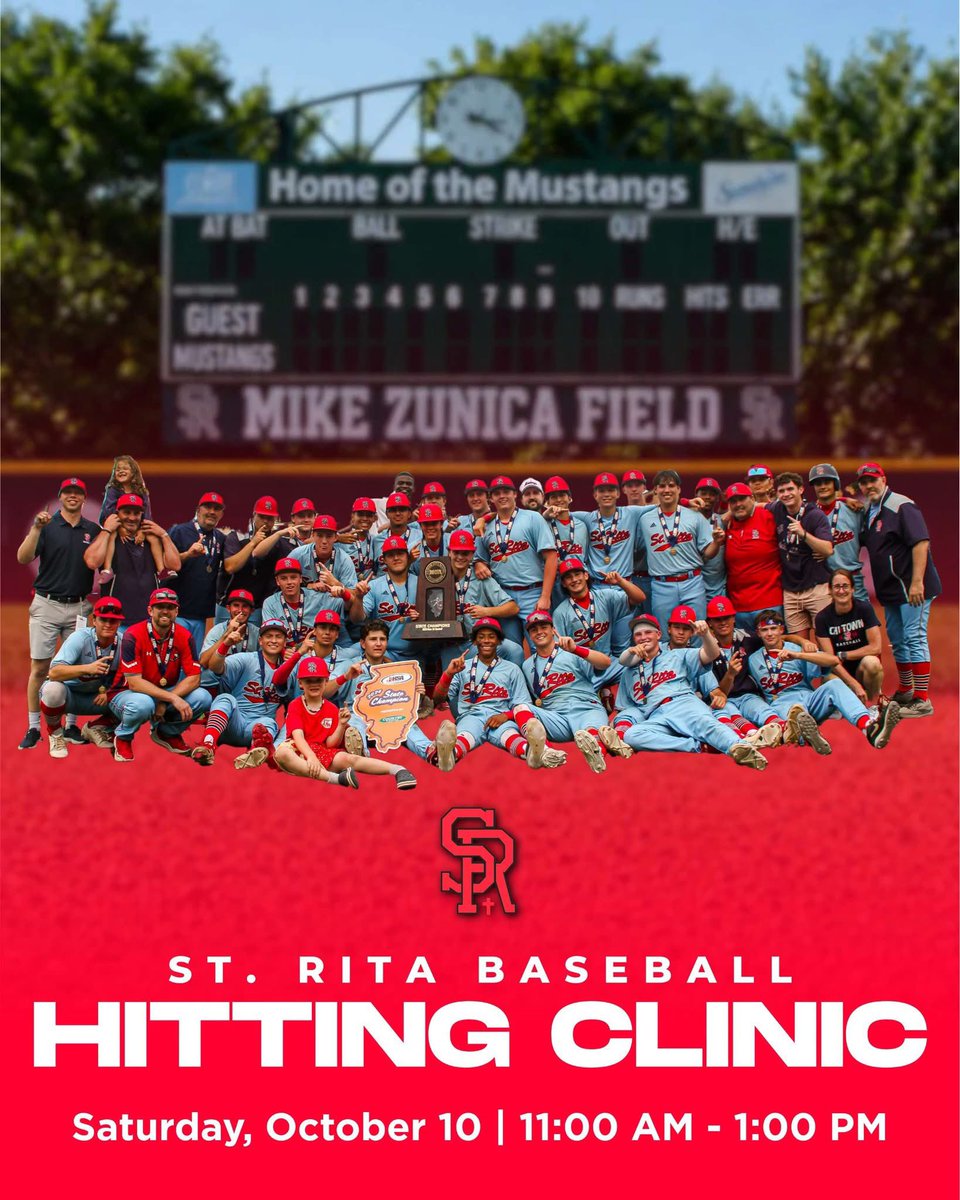 StRitaHS's tweet photo. 🚨2 DAYS AWAY!🚨 This is the last call for all 6th - 8th grade boys to develop their hitting skills with our baseball program that won the 2026 IHSA Class 3A State Championship at our Baseball Hitting Clinic this Saturday! 

Register here: https://t.co/K800HJFx15 https://t.co/FthXK1HPWW