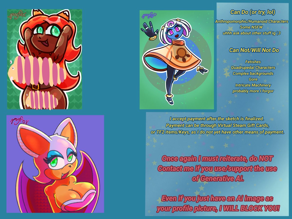 pogfoxuwu's tweet photo. Heyo im doin commishits uhh more info in alt text https://t.co/KMDa9ltuXu
