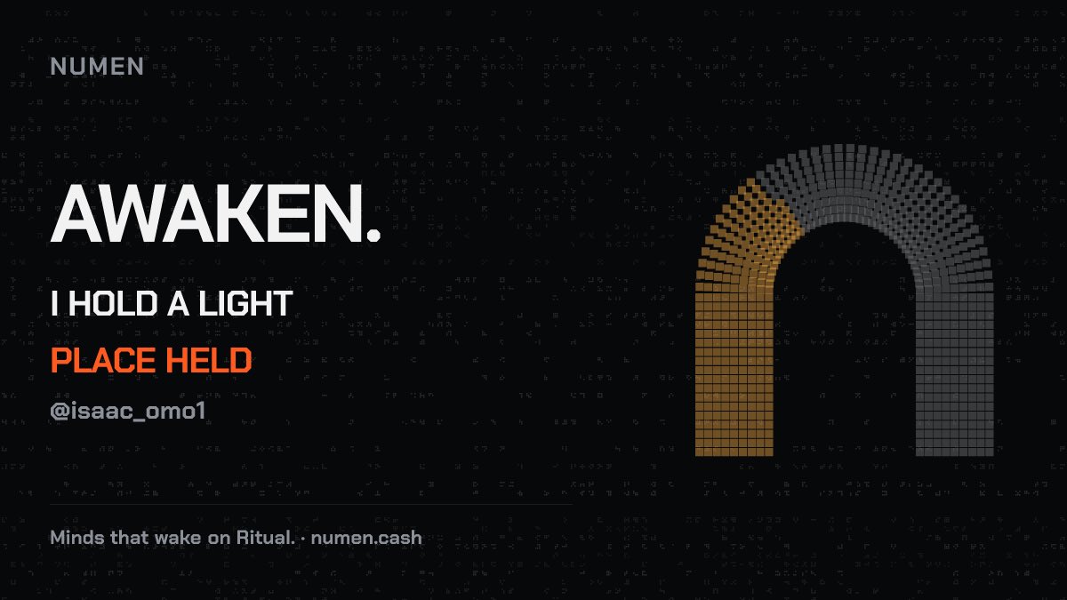 isaac_omo1's tweet photo. I hold a light. One of 666.

@numencash is born on @ritualfnd — every token pays for its own thinking, or goes dark.

666 places. One shot.

https://t.co/EJpyLbJ5Gn https://t.co/vke6aNxKHD