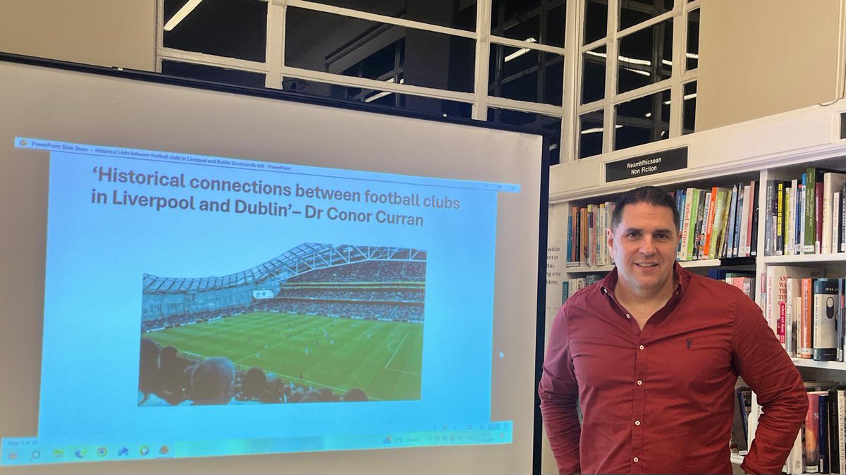 conorgoalie's tweet photo. Delighted to have discussed 'Historical connections between football clubs in Liverpool and Dublin' this evening as part of @HistFest at Drumcondra Library
#LiverpoolFC #EvertonFC #DublinFestivalofHistory  #Football #History #Culture #Liverpool #Ireland https://t.co/p5M1YDCrbQ