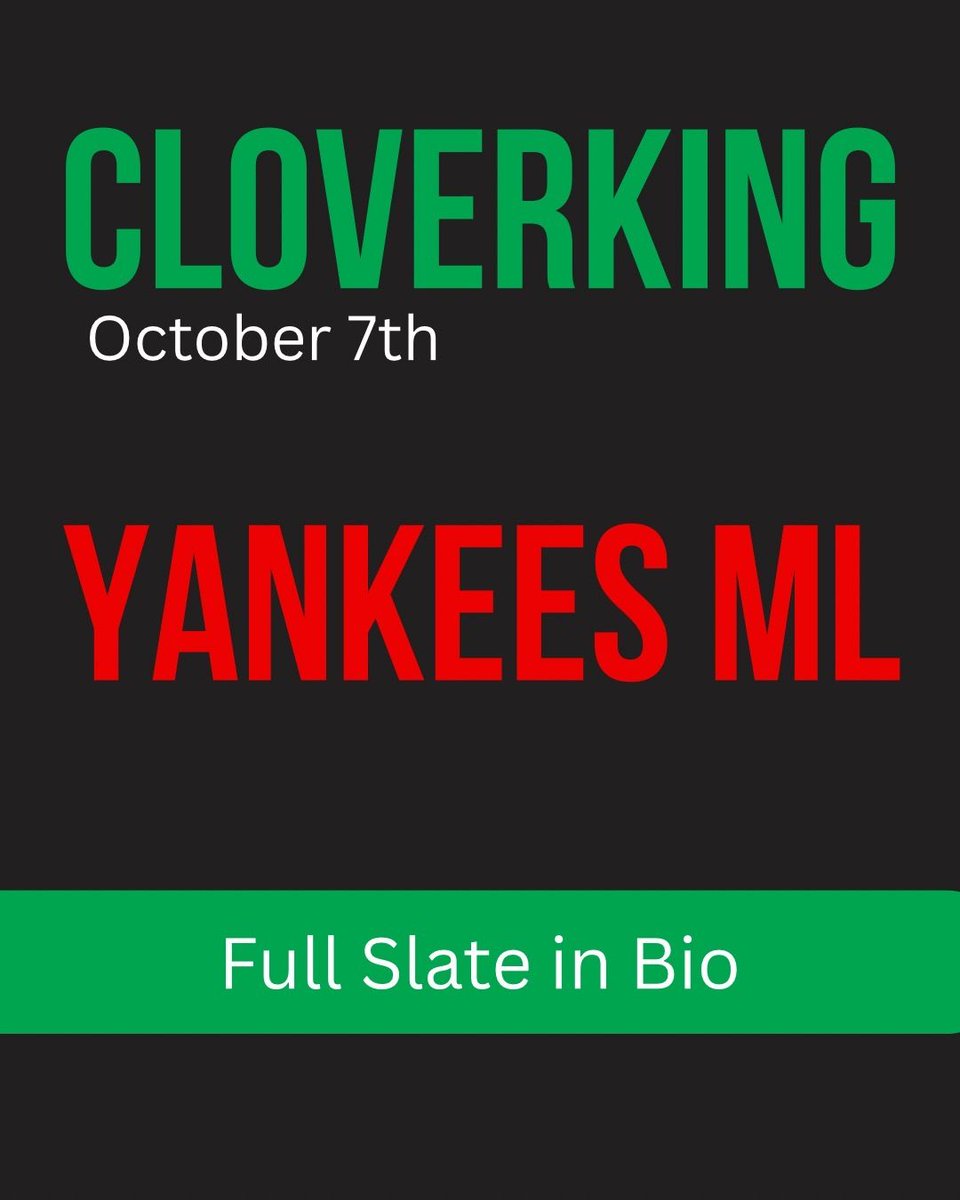 thecloverking_'s tweet photo. ❌ Yesterday's pick: YANKEES ML

Didn't hit. We post these too that's the deal. No hiding L's.

1-2 on free plays! 

Comment PICK for tomorrow's play, sent straight to you. https://t.co/w5qtgxPllE