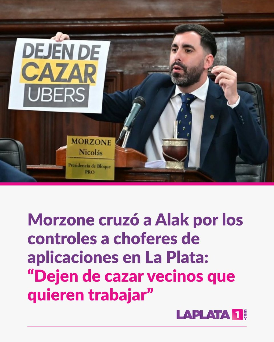 laplatauno's tweet photo. MORZONE LE DIJO “BASTA” A ALAK

El concejal del PRO salió con los tapones de punta contra la gestión municipal por los controles a las aplicaciones de transporte en La Plata. Desde el Concejo Deliberante lanzó un fuerte reclamo, prometió defender a los conductores y cerró con una frase que encendió la polémica política.

👉 https://t.co/CS6aU93yKa