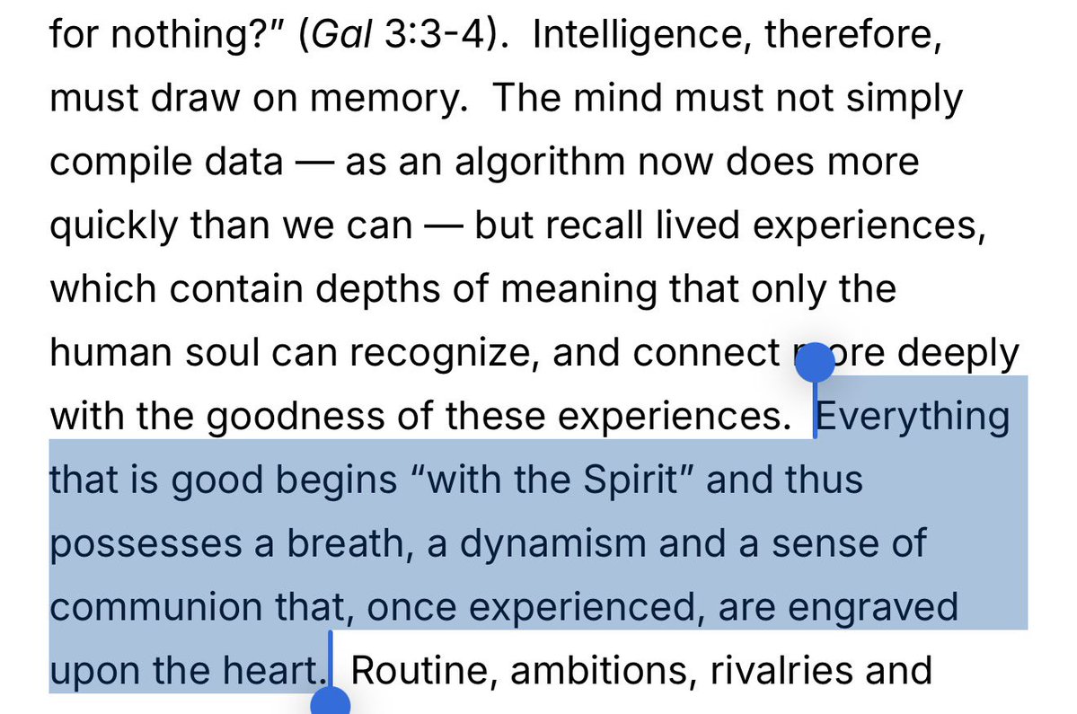 luxangelae's tweet photo. I love how Pope Leo continuously highlights human facilities such as thinking, spirit, &amp; will in his considerations of AI (as apposed to the techbros who focus solely on functionality and output)! https://t.co/7DdGV0vlkm