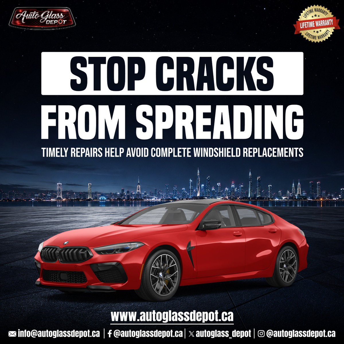 autoglass_depot's tweet photo. Small cracks can spread faster than you think.
Temperature changes, road vibrations, and everyday driving can make windshield damage worse. Getting it checked early can help prevent further spreading.
#StopTheSpread #WindshieldCrack #GlassRepair #TorontoAutoGlass #DriveSafe https://t.co/7KXvm1NHbW