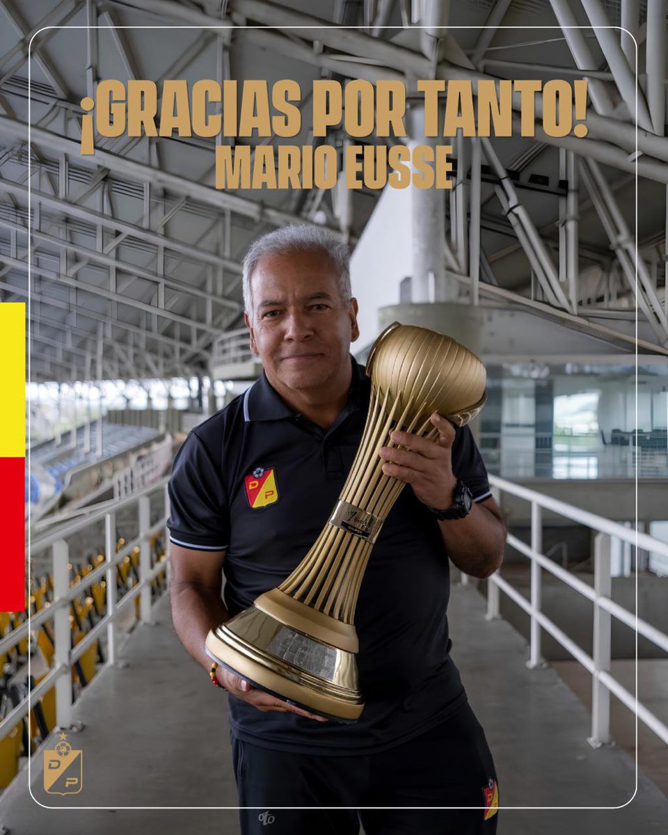 DeporPereiraFC's tweet photo. Mario Eusse, una vida junto al Deportivo Pereira 🟡🔴

Durante más de 25 años acompañó a jugadores, técnicos y dirigentes, siempre con compromiso, alegría y amor por el Grande Matecaña.

Hoy termina una etapa, pero queda para siempre su huella en la historia del Depor. https://t.co/j3XHU0FQSE