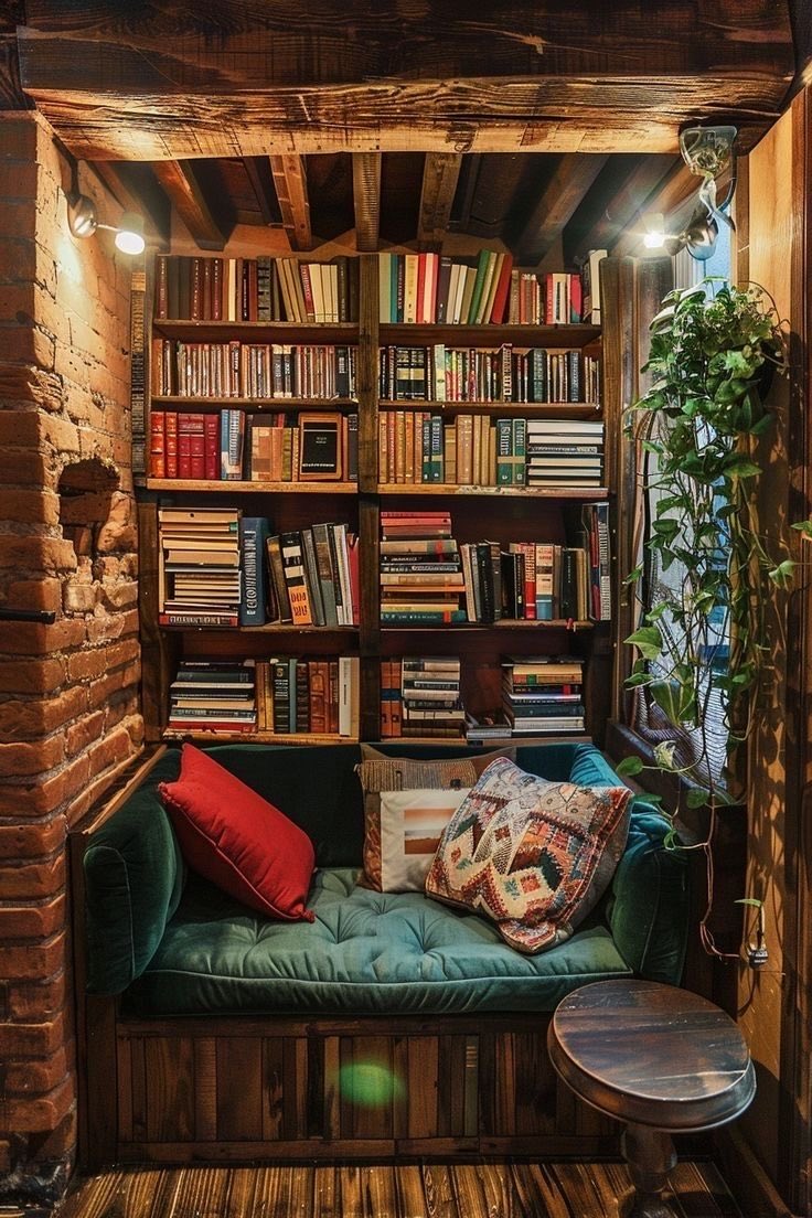 VidusheWrites's tweet photo. A soft nook, rich wooden beams, and a thousand stories waiting to be read. 
If Heaven is a place on earth for book lovers then it looks just like this. https://t.co/zHGgZH5FCq