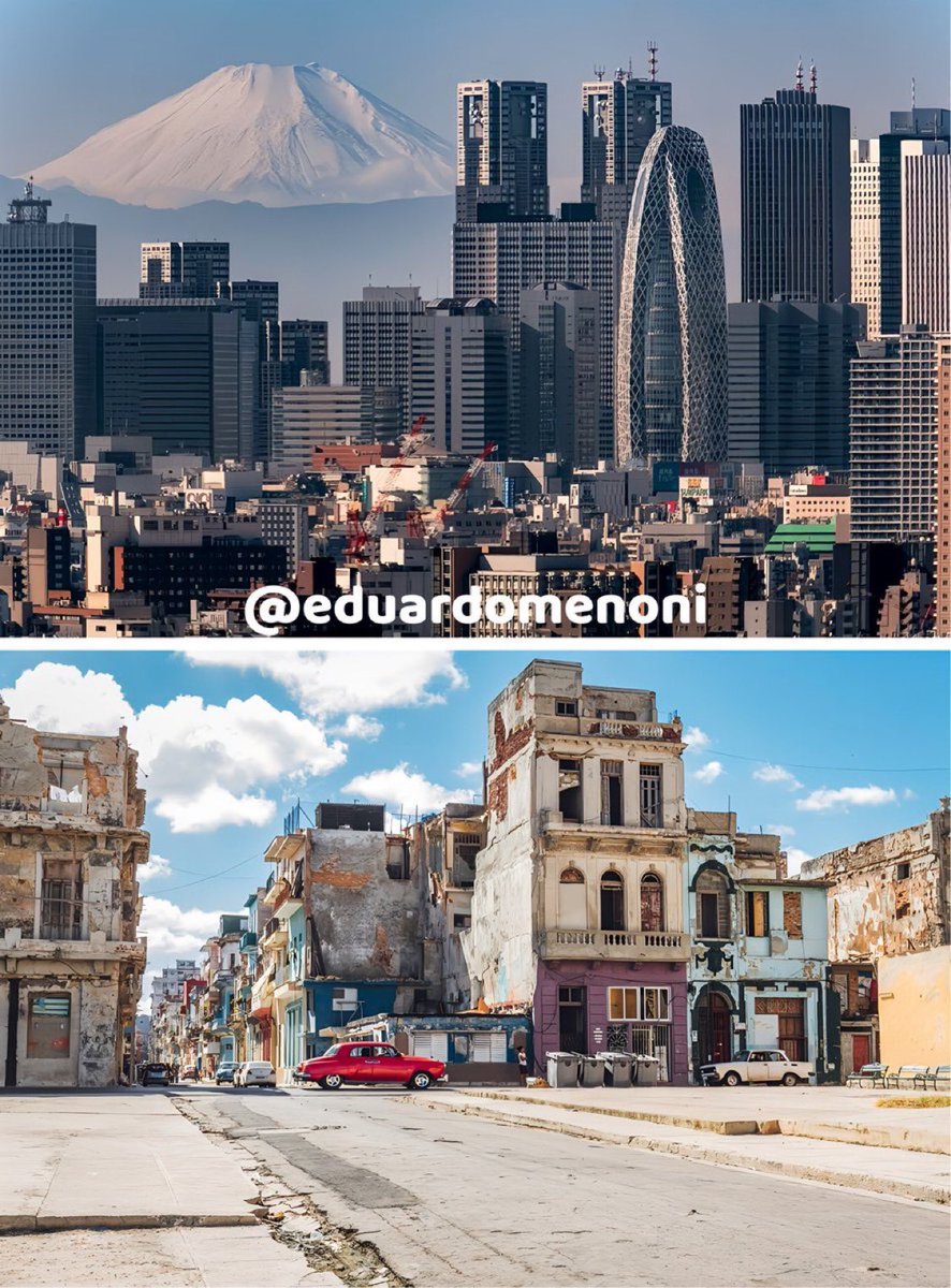 eduardomenoni's tweet photo. 🇯🇵| Japón 79 años después de 2 bombas atómicas...

🇨🇺| Cuba después de 65 años de Comunismo. 

El comunismo es una MIERDA. https://t.co/JFl8jhcuGE
