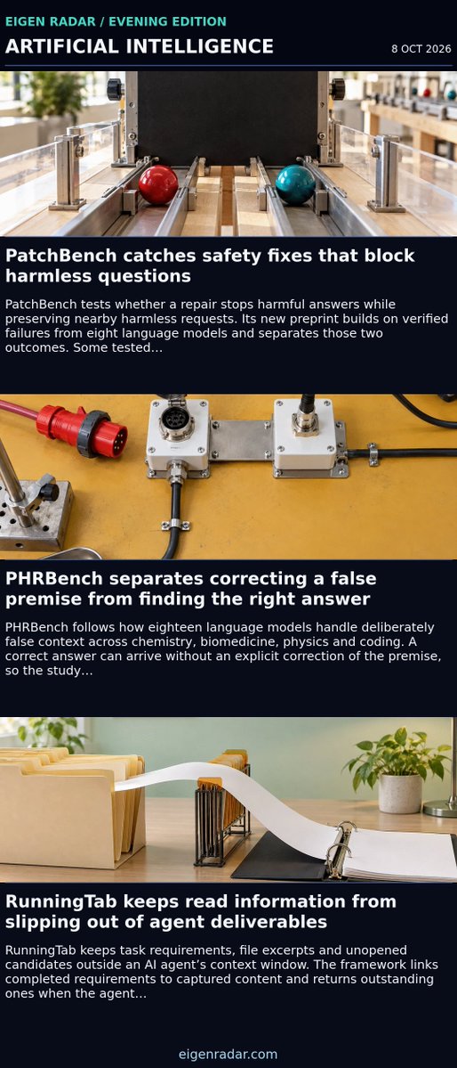 eigenradar's tweet photo. Eigen Radar Evening — Oct 8, 2026

• Anwar backs Myanmar’s regional return at talks with Min Aung Hlaing
• UK credit-card defaults rise as lenders expect further strain
• PatchBench catches safety fixes that block harmless questions
• Margaret Hamilton, Apollo software pioneer, dies at 90