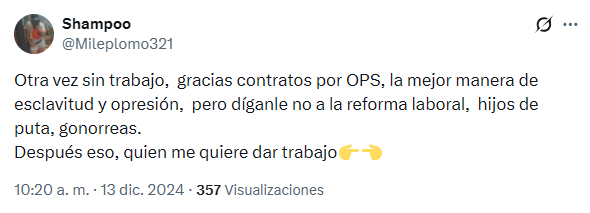 millanrussy's tweet photo. Esta petrista dice que, en solo dos meses, Abelardo la puso a vivir en la miseria de los contratos OPS, mientras que con Petro tuvo dignidad y memoria.

Pero me puse a revisar sus tuits y descubrí que en 2024, con Petro, no tenía siquiera un trabajo y venía a quejarse aquí, jaja. https://t.co/eQZppaH4pS