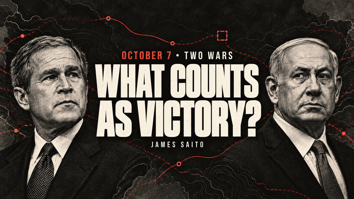 JamesSaito33's tweet photo. Two leaders promised the dead would not have died in vain.
Both opened another front before the first was finished.

Bush. Netanyahu.

Does the record show adaptation, political self-protection or sunk cost?

The easy answer leaves too much out. 1/8 https://t.co/KoPLRPTTJY