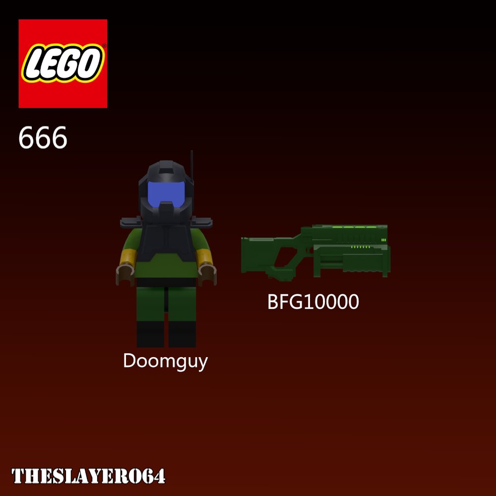 TheSlayerO64's tweet photo. Lego Doomguy 64 Box Art

#Doom #Doom64 #Blender3D #3DART https://t.co/t7OUL56YeI
