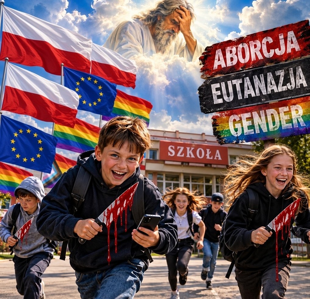 AbramczykPawel's tweet photo. Zabraliście dzieciom Boga,rodzinę,patriotyzm,autorytety i nawet prace domowe.
W zamian dostały rodziny patchworkowe,zabijanie aborcją i eutanazją,facetów w spódnicy,kłamstwo klimatyczne i smartfona. Pasek na dupę,albo zdzielenie szmatą stały się powodem do odbierania praw rodzicielskich. To Wy jesteście temu winni. Cała lewacka ideologia UE🤮.