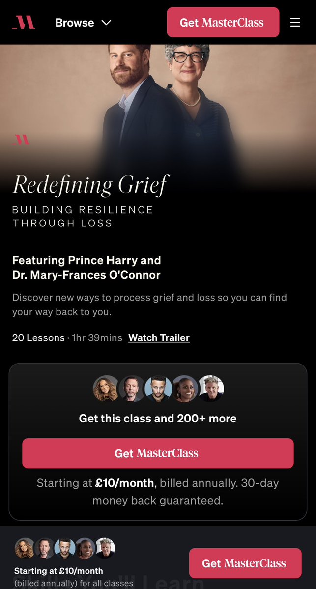 according2_taz's tweet photo. Don’t be fooled, Harry is using his mother’s memory to earn money.

To join Masterclass you have to pay for a subscription and the celebrities and famous people that have filmed segments just like Harry, are paid. This isn’t about helping others. This is about cashing in. https://t.co/aFo6Pjnlaf