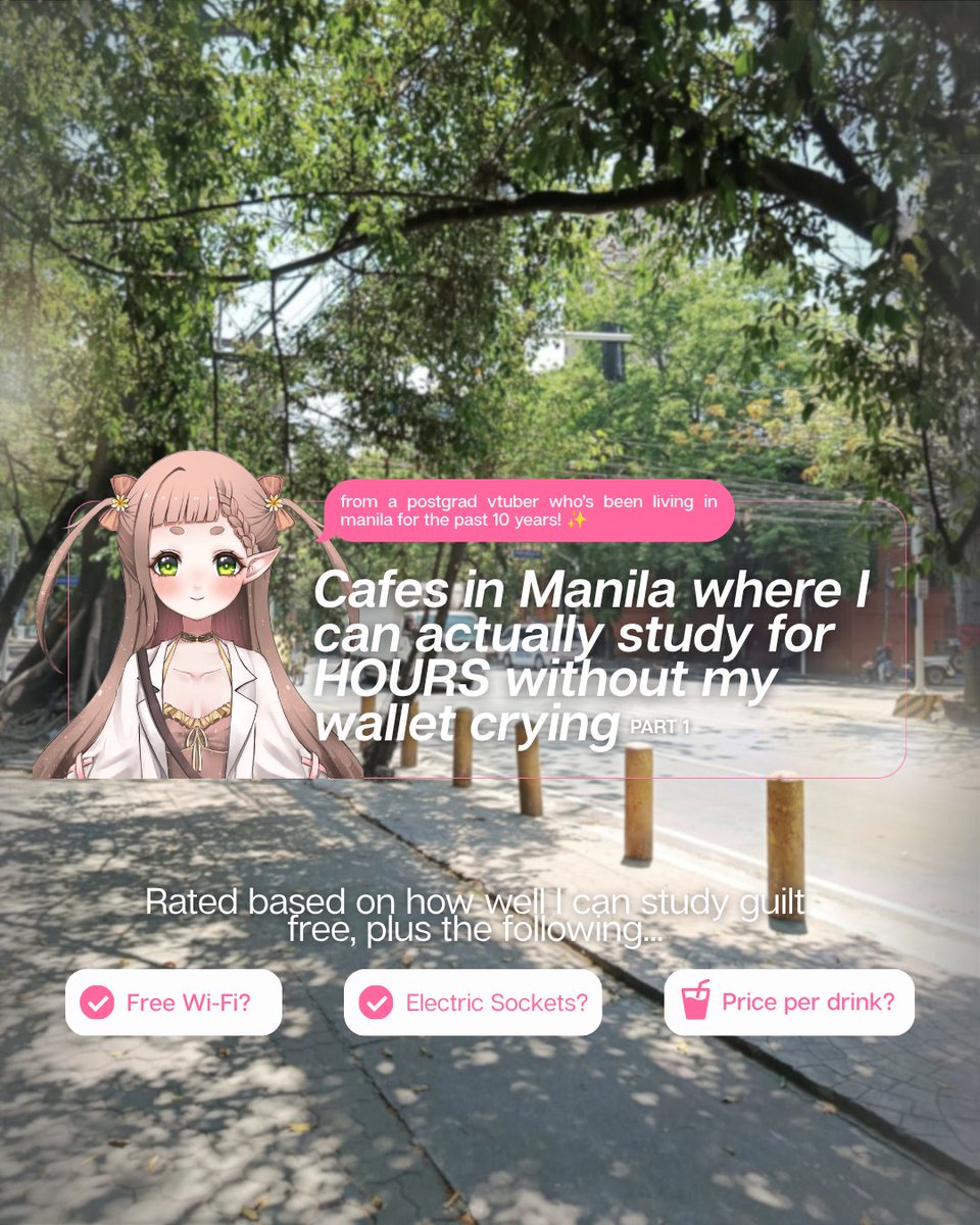 imlilamaria's tweet photo. A LIST OF MNL CAFES WHERE I CAN STUDY for HOURS 
without ze wallet crying.. 💸

I’ve camped in way too many cafes finishing case reports, but these two actually let me stay with just ₱180! 😭

TRUST ME ON THIS!
If you plan on visiting, let me know how it goes!

- Lila Maria https://t.co/DrB9yvH6Q1