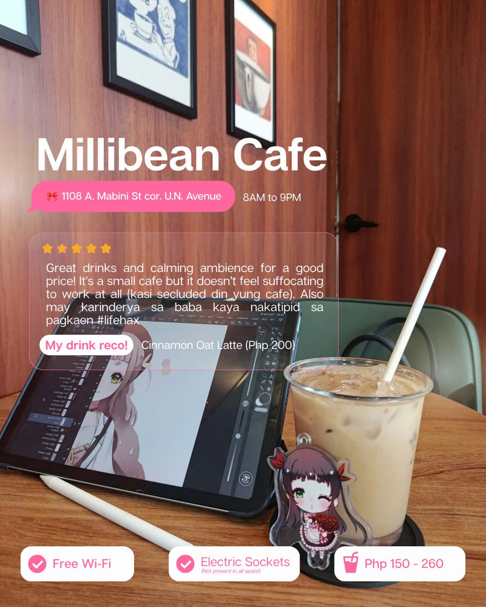 imlilamaria's tweet photo. A LIST OF MNL CAFES WHERE I CAN STUDY for HOURS 
without ze wallet crying.. 💸

I’ve camped in way too many cafes finishing case reports, but these two actually let me stay with just ₱180! 😭

TRUST ME ON THIS!
If you plan on visiting, let me know how it goes!

- Lila Maria https://t.co/DrB9yvH6Q1