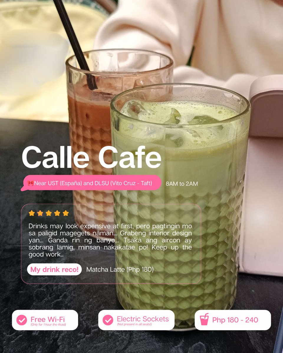 imlilamaria's tweet photo. A LIST OF MNL CAFES WHERE I CAN STUDY for HOURS 
without ze wallet crying.. 💸

I’ve camped in way too many cafes finishing case reports, but these two actually let me stay with just ₱180! 😭

TRUST ME ON THIS!
If you plan on visiting, let me know how it goes!

- Lila Maria https://t.co/DrB9yvH6Q1