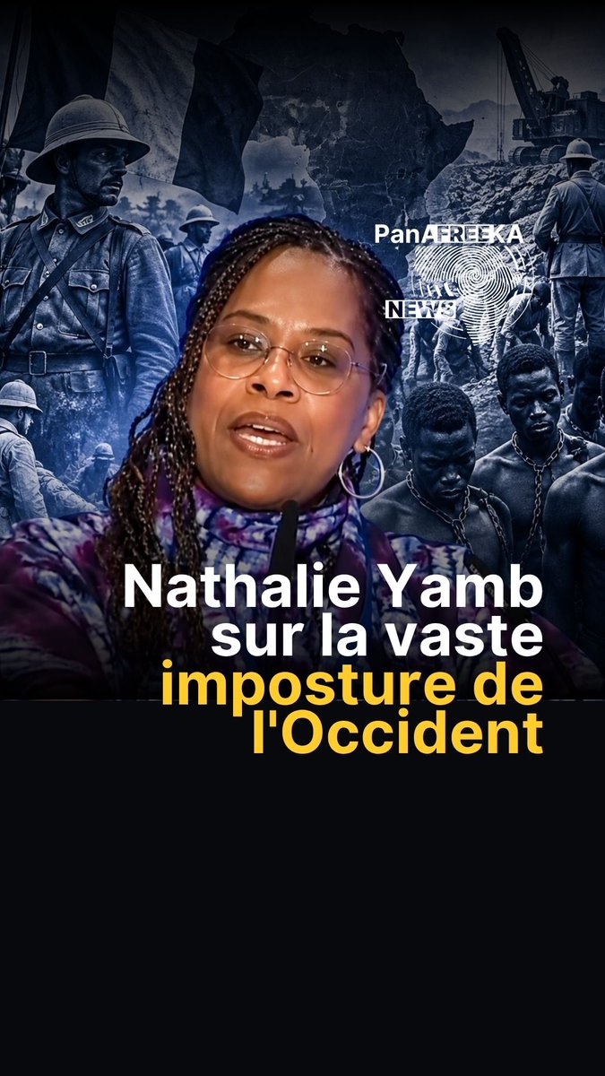 PanAFreekaNews's tweet photo. Derrière le récit lénifiant d'une colonisation modernisatrice se cache une réalité de sang et de pillage. La géopolitologue et militante panafricaniste Nathalie Yamb livre une critique sans concession du récit colonial occidental et expose la stratégie de falsification historique réalisée par l’Occident.